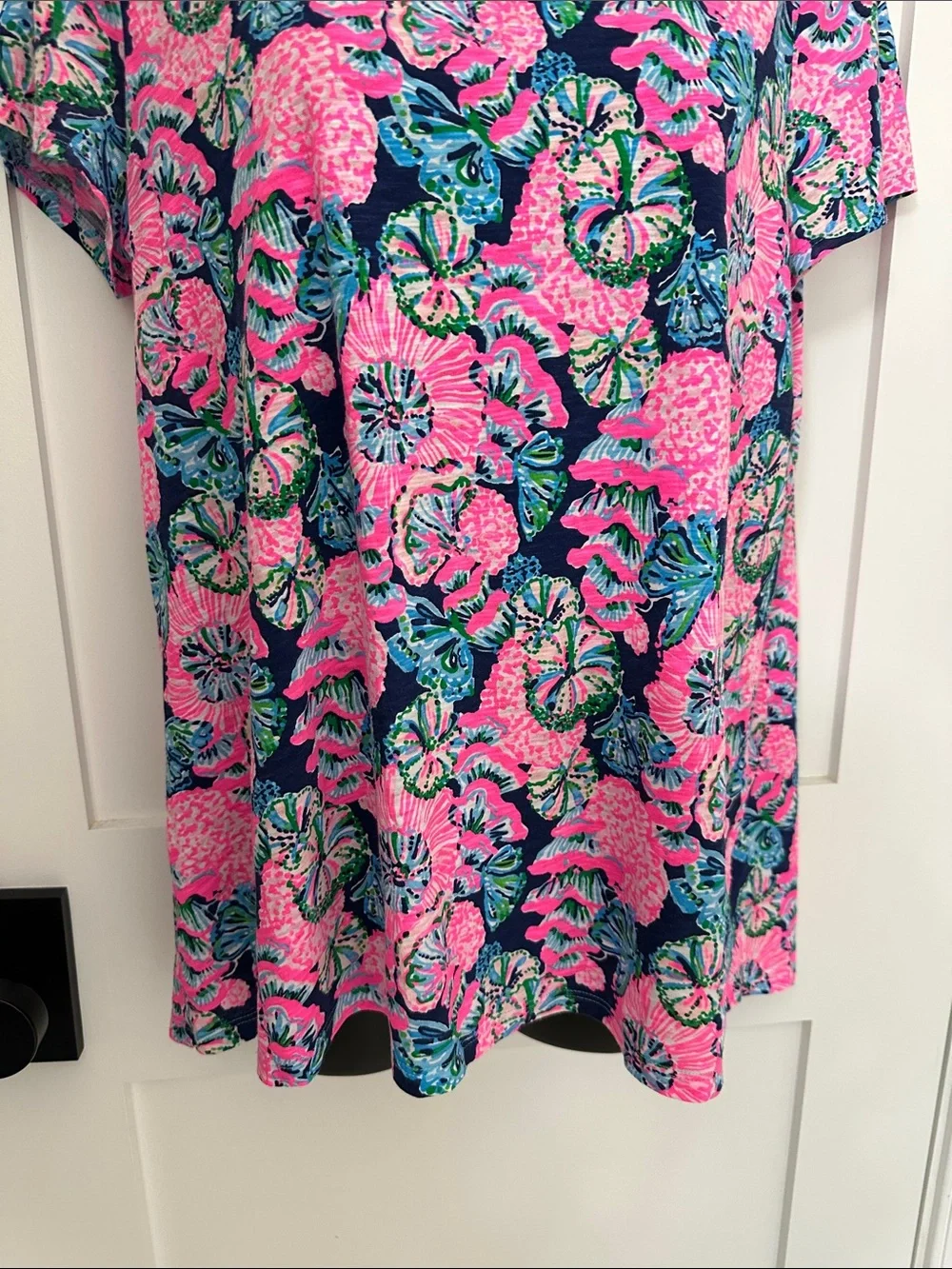 Lilly Pulitzer Etta Navy, Hot Pink & Green Floral Short Sleeve Tee - Picture 6 of 9